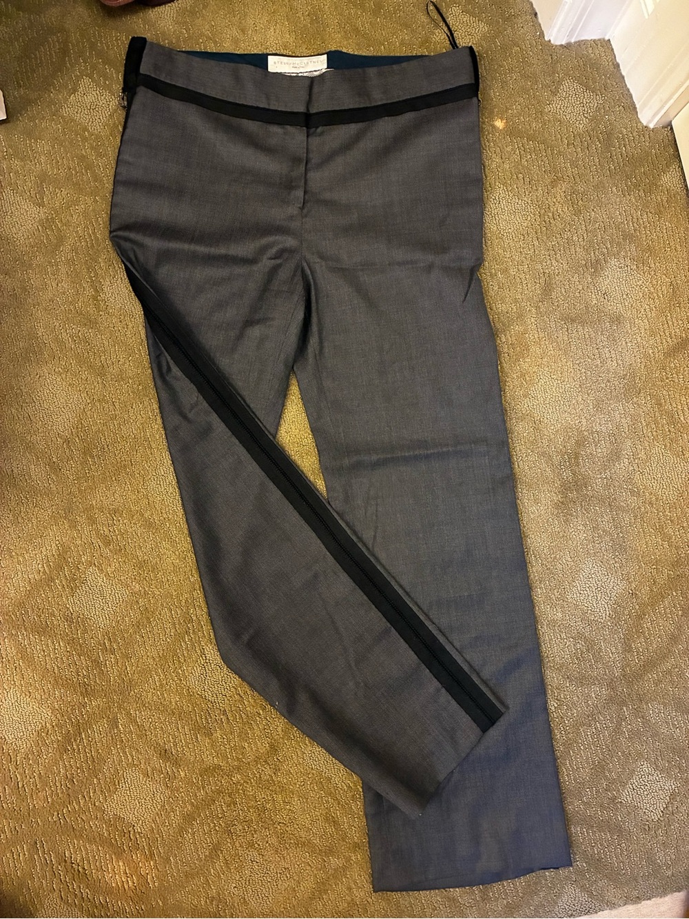 Stella McCartney Women’s Gray Dress Pants with Black Side Stripe